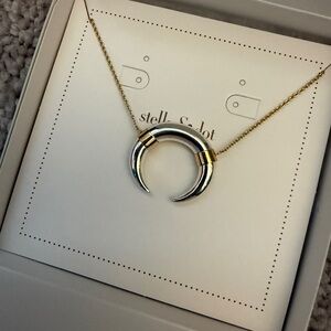 Stella & Dot Luna Pendent Gold and Silver Crescent Necklace